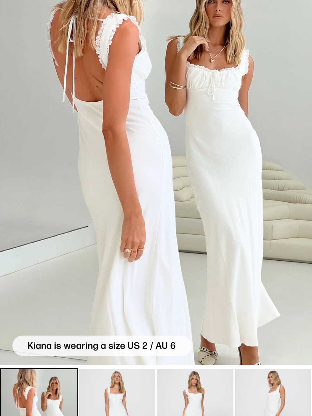Princess Polly Cream Lace-Trim Maxi Slip Dress